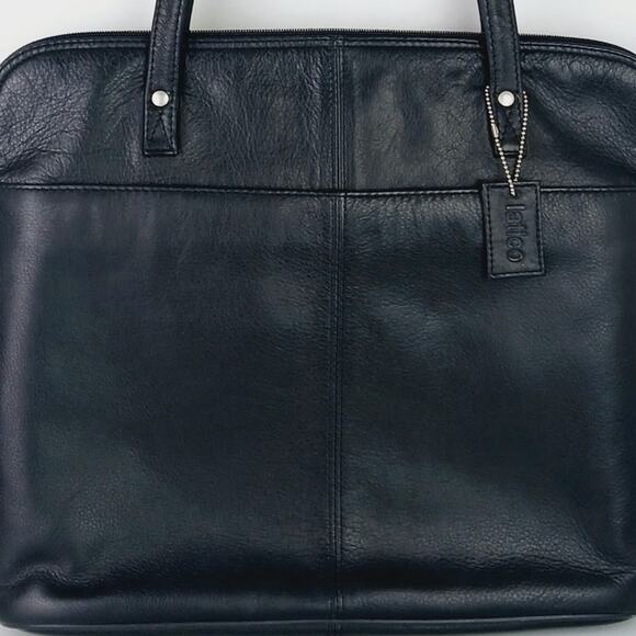 Latico Buttery Soft Top Handle Shoulder Laptop Briefcase Black Pebbled Unisex - Picture 3 of 9